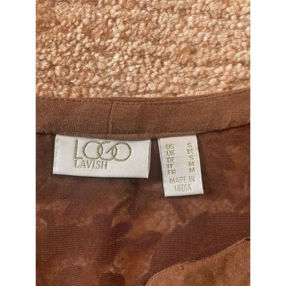 LOGO Lavish by Lori Goldstein Rust Brown Burnout Velvet Blouse S - Picture 8 of 8